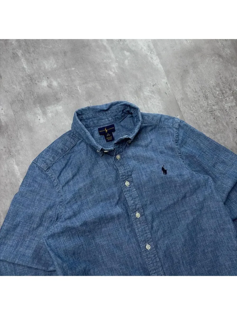 Y2 Blue Polo Ralph Lauren Linen Long Sleeve Button Up Shirt